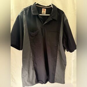 Dickies Two-Tone Work Shirt Short Sleeve Button Down Black & Gray SZ-2XL